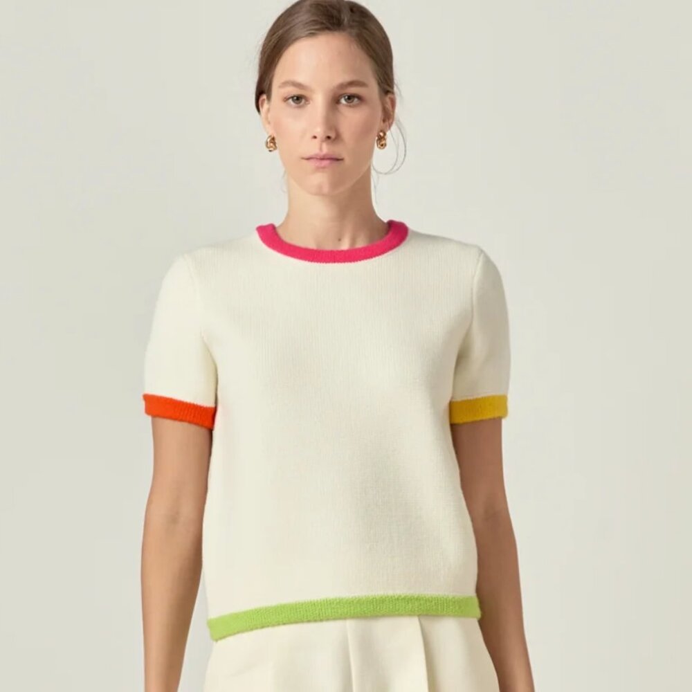 English Factory Color Block Sweater Top Size Small